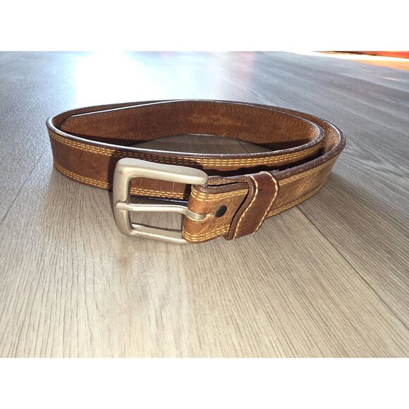 Genuine Leather Belt Brown With Metal Buckle Handcrafted In Old School Style - Picture 1 of 5
